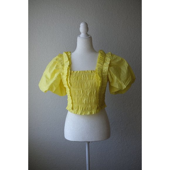 *NEW* Yellow Smocked Puff Sleeve Top by Endless Rose - Picture 3 of 6